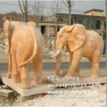 Natural Marble Elephant Statue Sculpture (AMS-C071)